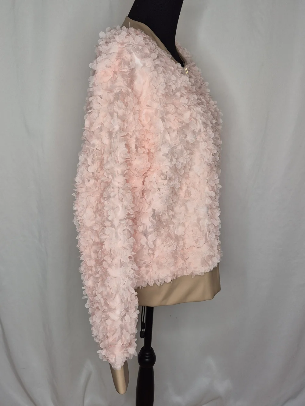 Fierce by Mally Rosebud Textured Bomber Jacket w/ Faux Leather Trim - Sz XL